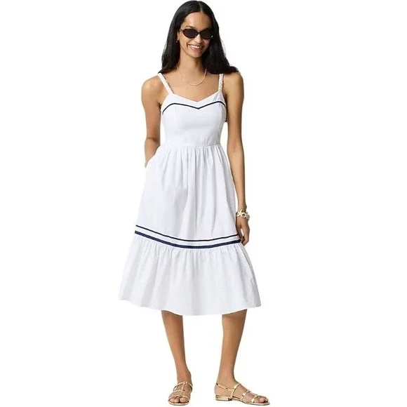 J. Crew Factory Petite Corset midi dress contrast trim CK719 P4 NWT Sundress